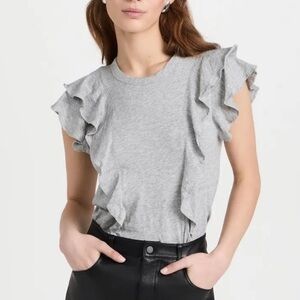 Veronica Beard Bea Short Sleeve Ruffle Tee Size Small